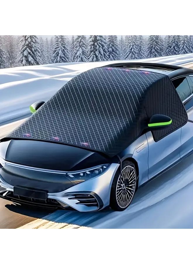 Green Magnetic Windshield Snow Cover Protector With Elastic Edges For All Vehicles - Image 1